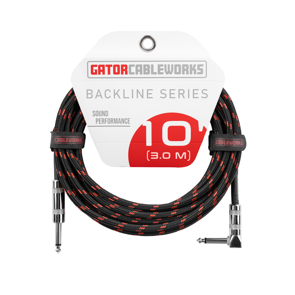 Gator Cableworks Backline Series Braided Instrument Cable Black/Red, 10 foot