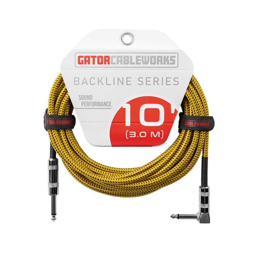 Gator Cableworks Backline Series Braided Instrument Cable  Brown/Yellow, 10 foot