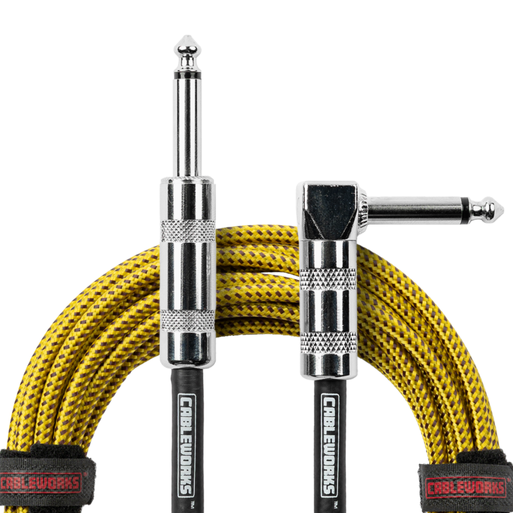 Gator Cableworks Backline Series Braided Instrument Cable  Brown/Yellow, 10 foot