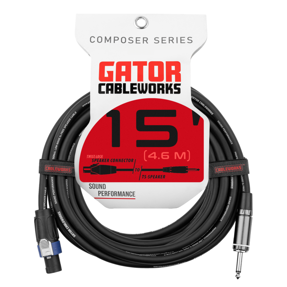 Gator GCWC-SPK-15-1TL CableWorks Composer Series 15' TS to TL Speaker Cable