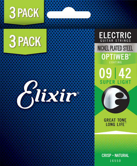 Elixir Strings 3-Pack Optiweb Electric Guitar Strings