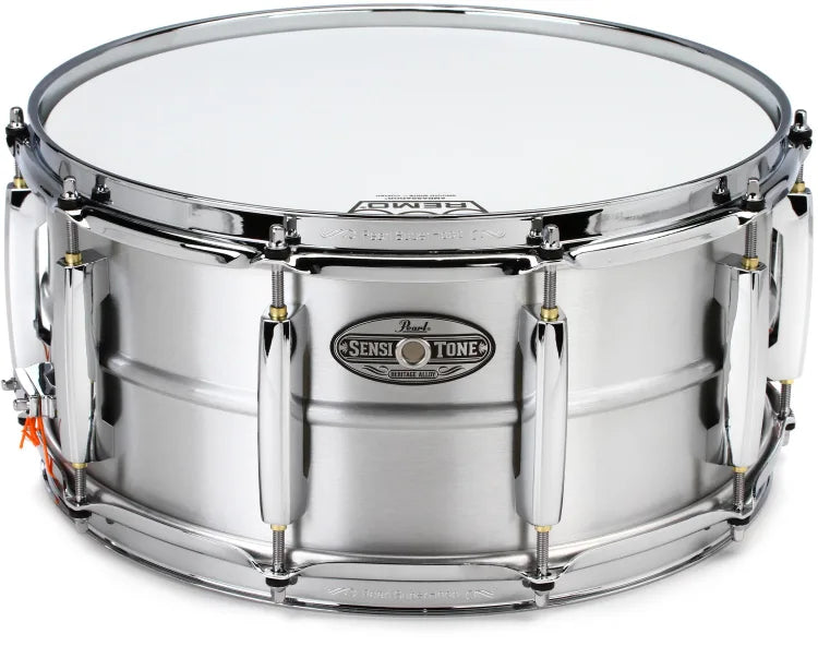 Pearl Sensitone Heritage Aluminum Alloy Snare Drum - 6.5 inches x 14-inch, Brushed Aluminum
