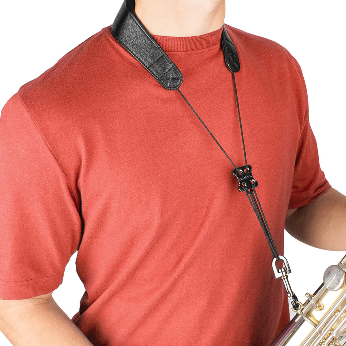 Protec Saxophone Neck Strap - Less Stress Leather, Metal Snap, Size 24" Tall