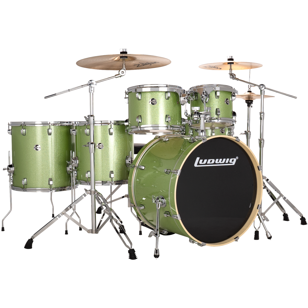 Ludwig LE622018 Element Evolution 6-Piece Drum Set with Zildjian Cymbals, Mint Sparkle
