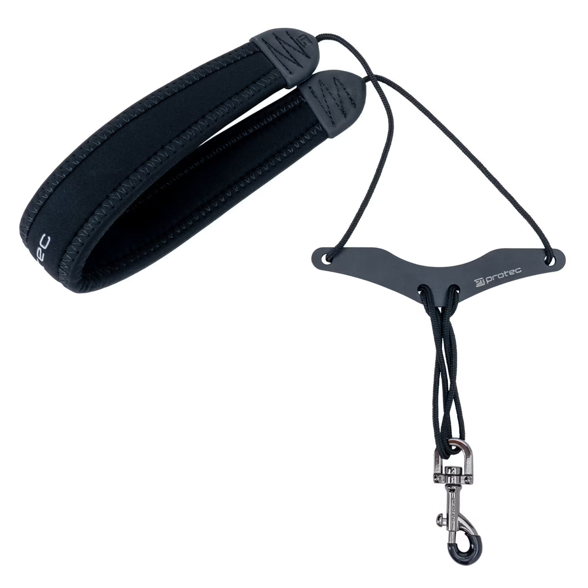 Protec Saxophone Neck Strap - Neoprene, Comfort Bar, Size 24" Tall (Black)