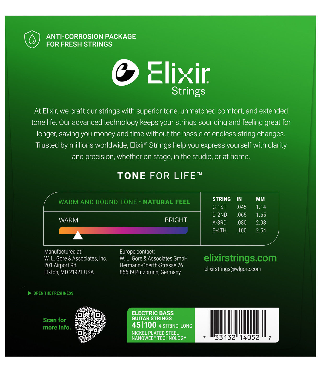 NICKEL-PLATED STEEL ELECTRIC BASS STRINGS WITH NANOWEB TECHNOLOGY