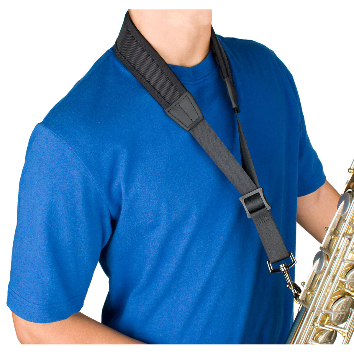 Protec Saxophone Neck Strap - Less Stress Neoprene, Metal Snap, Size 24" Tall (Black)