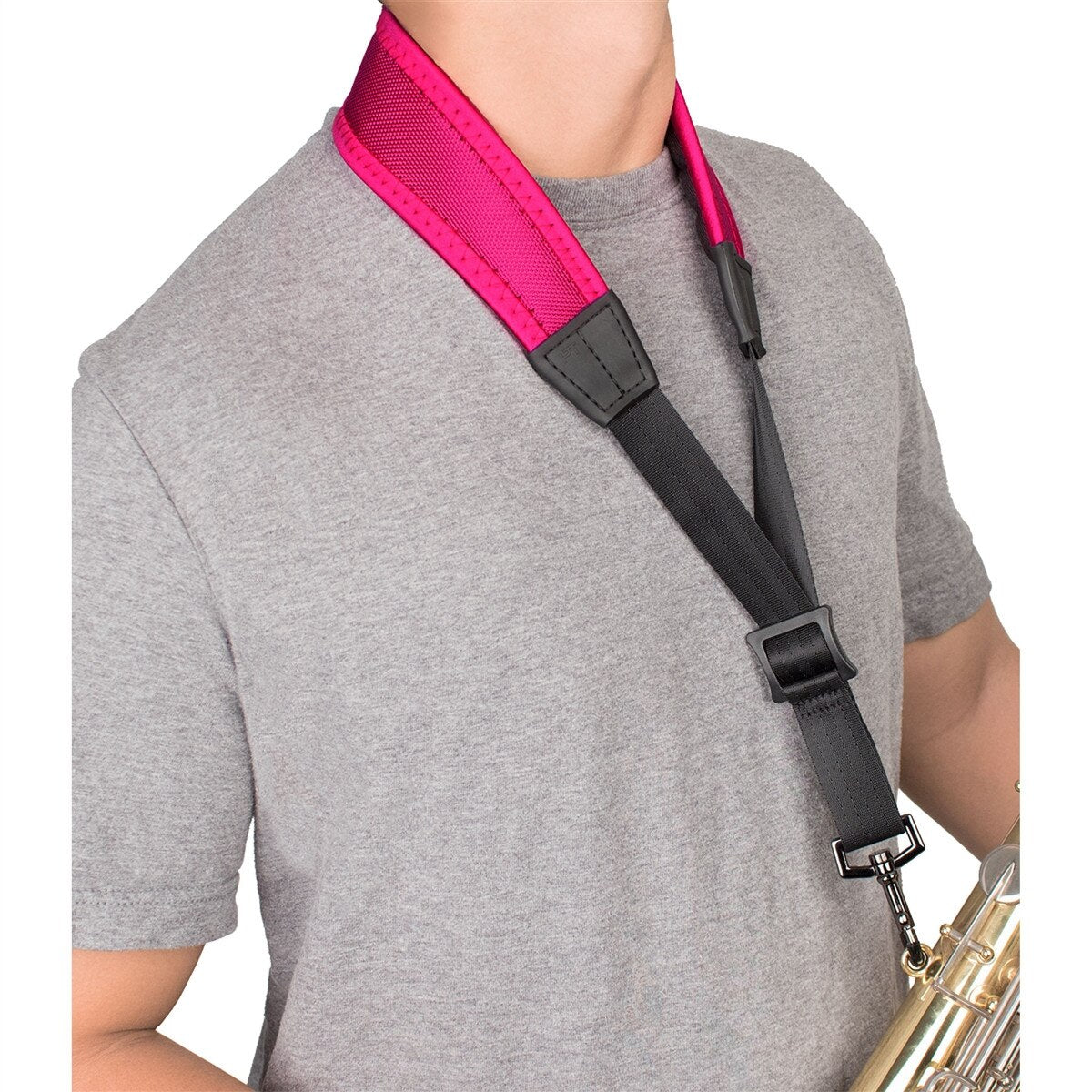 Protec Saxophone Neck Strap - Less Stress Neoprene, Metal Snap, Size 22" Regular (Hot Pink)