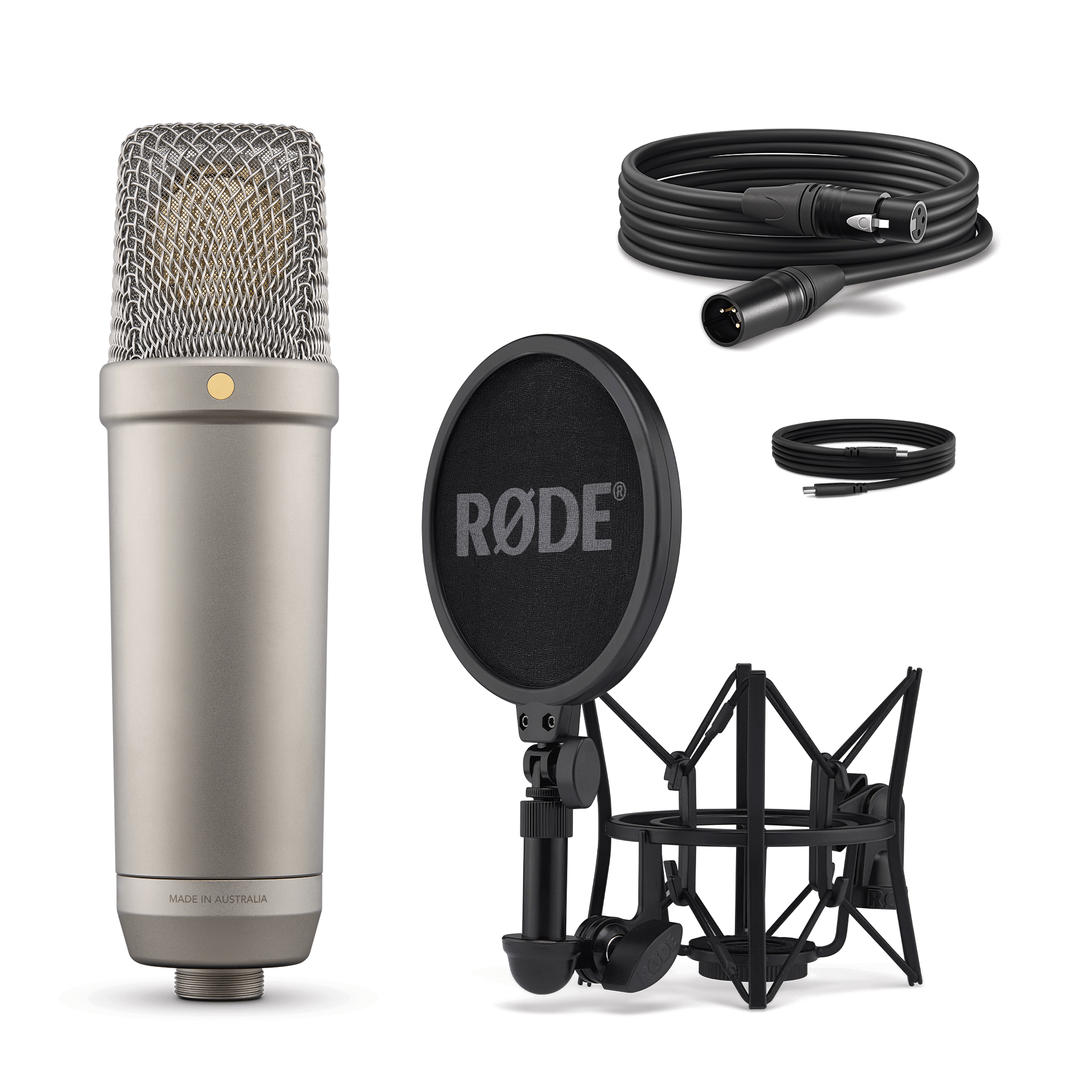 Rode NT1 5th Generation Condenser Microphone with SM6 Shockmount and Pop Filter - Silver