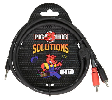 Pig Hog Solutions - Stereo Breakout Cable, 3.5mm to Dual RCA