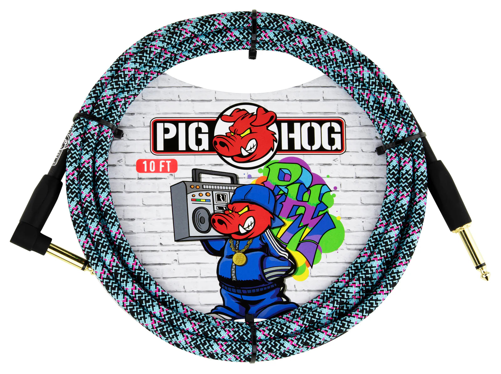 Pig Hog "Blue Graffiti" Instrument Cable, Right Angle