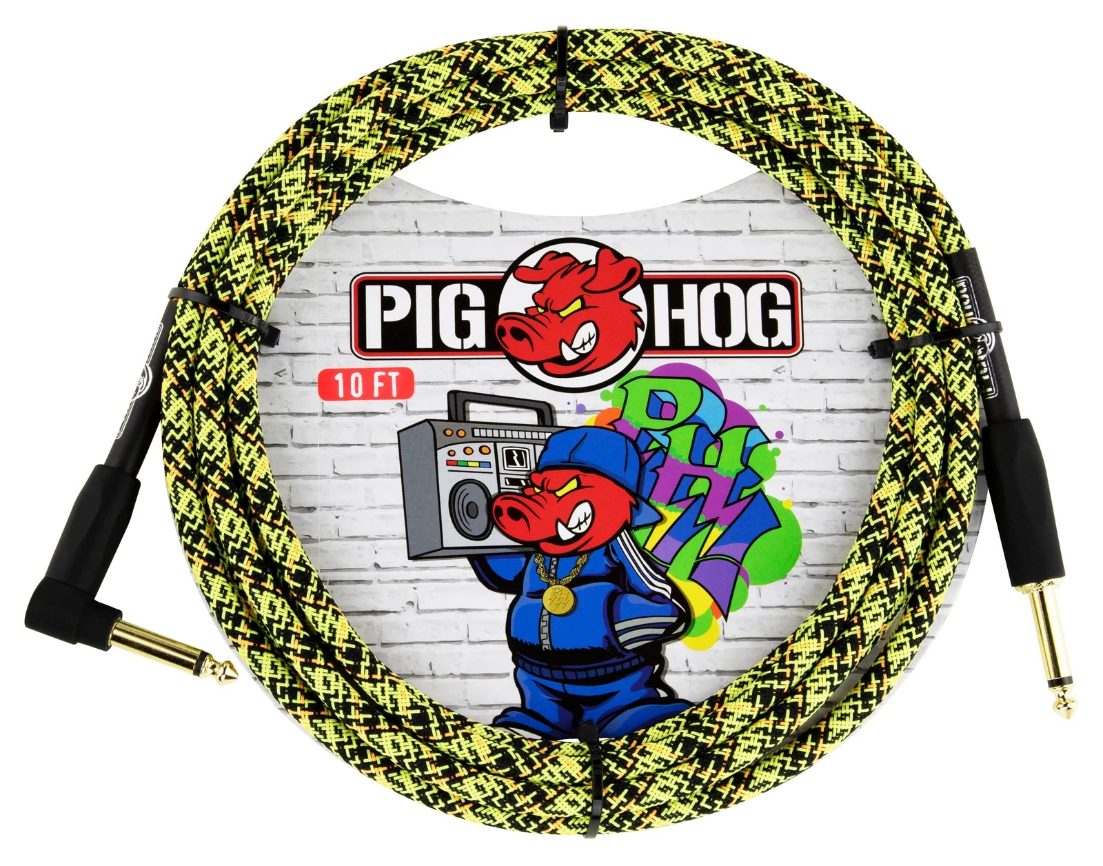 Pig Hog "Yellow Graffiti" Instrument Cable, Right Angle