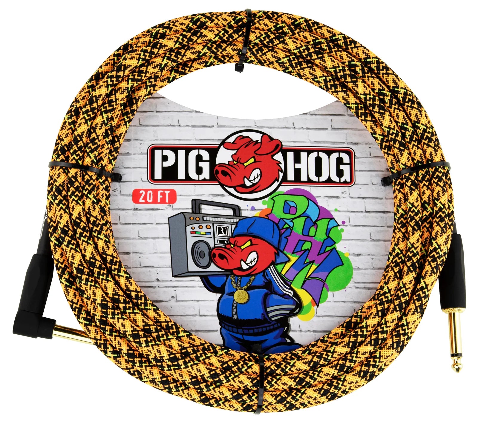 Pig Hog "Orange Graffiti" Instrument Cable, Right Angle