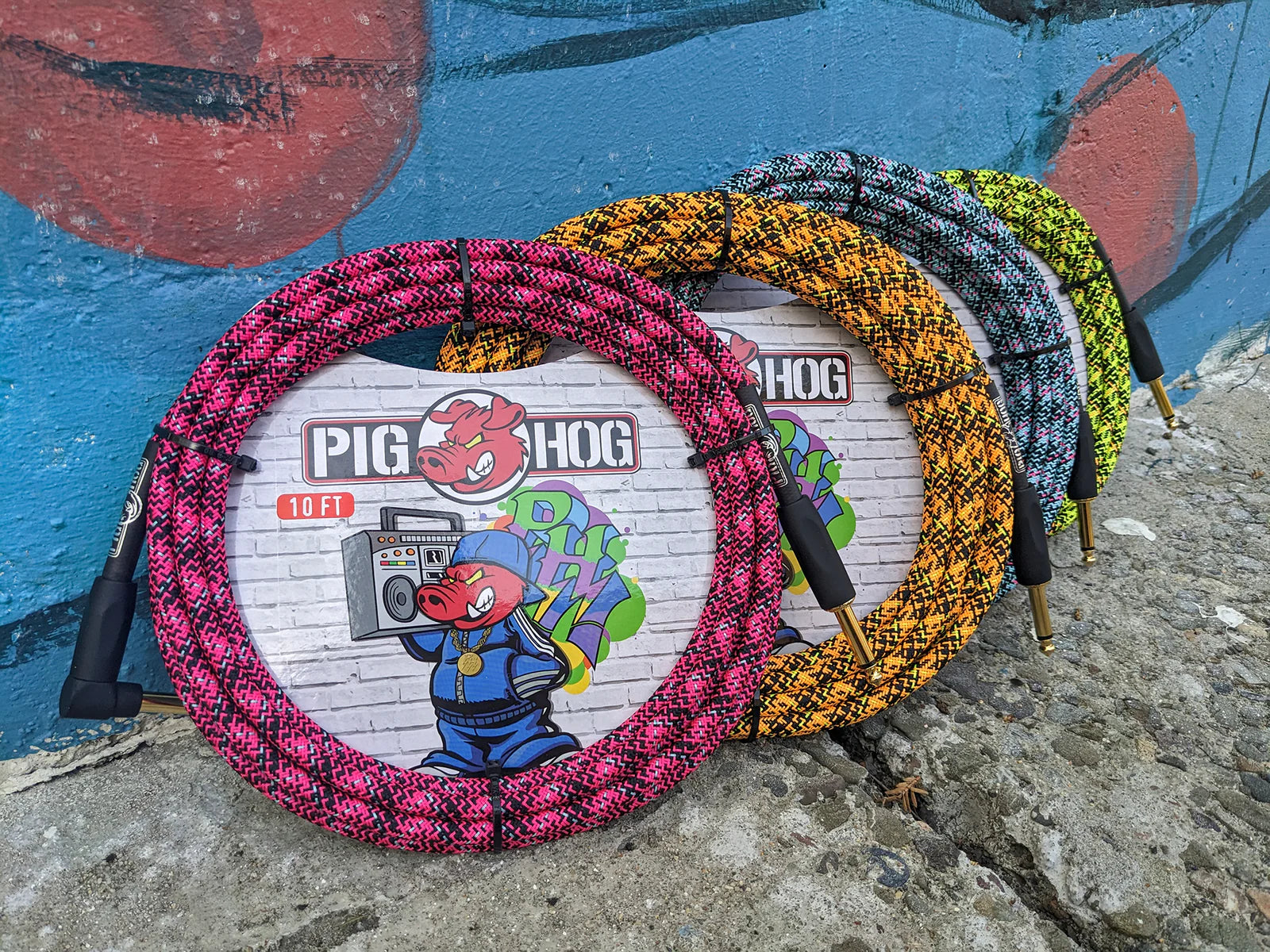 Pig Hog "Yellow Graffiti" Instrument Cable, Right Angle