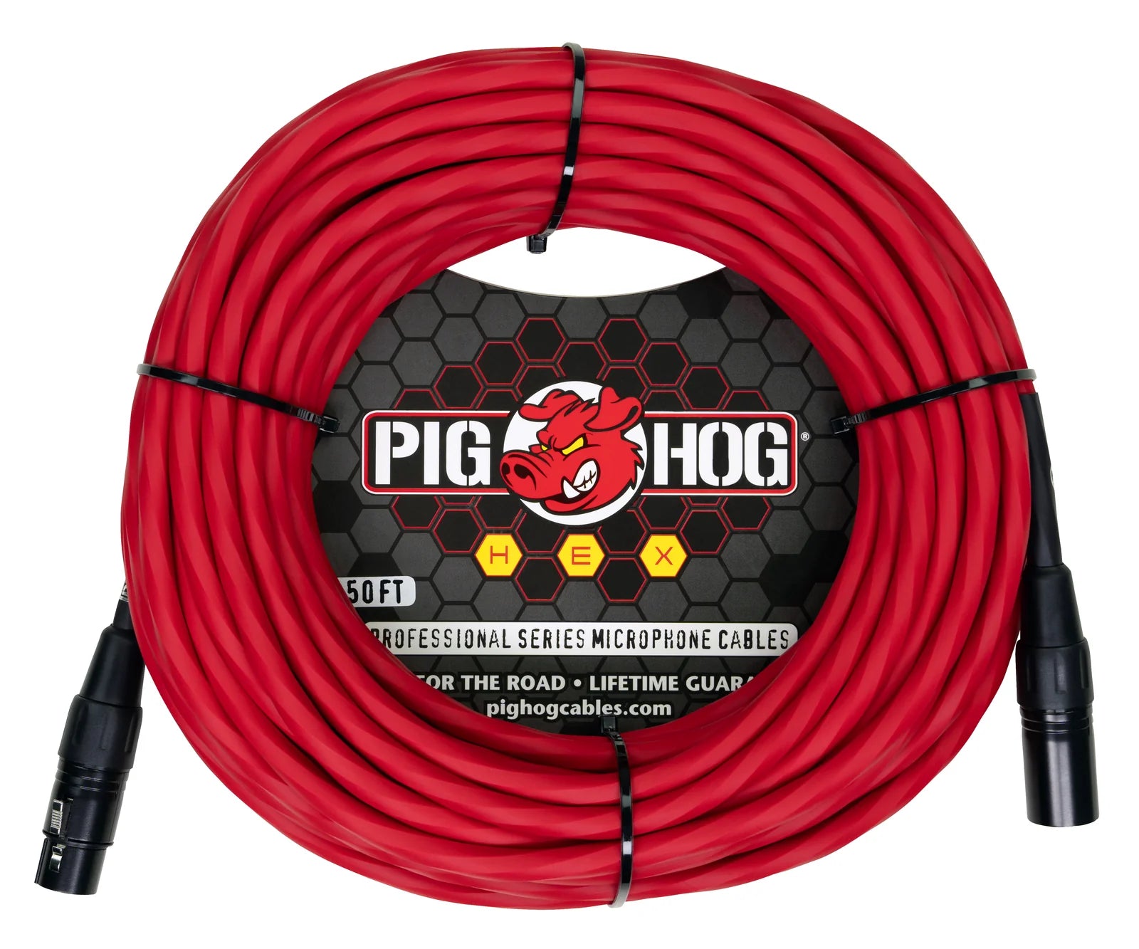 PIG HOG HEX SERIES MIC CABLE, 50FT - CANDY APPLE RED