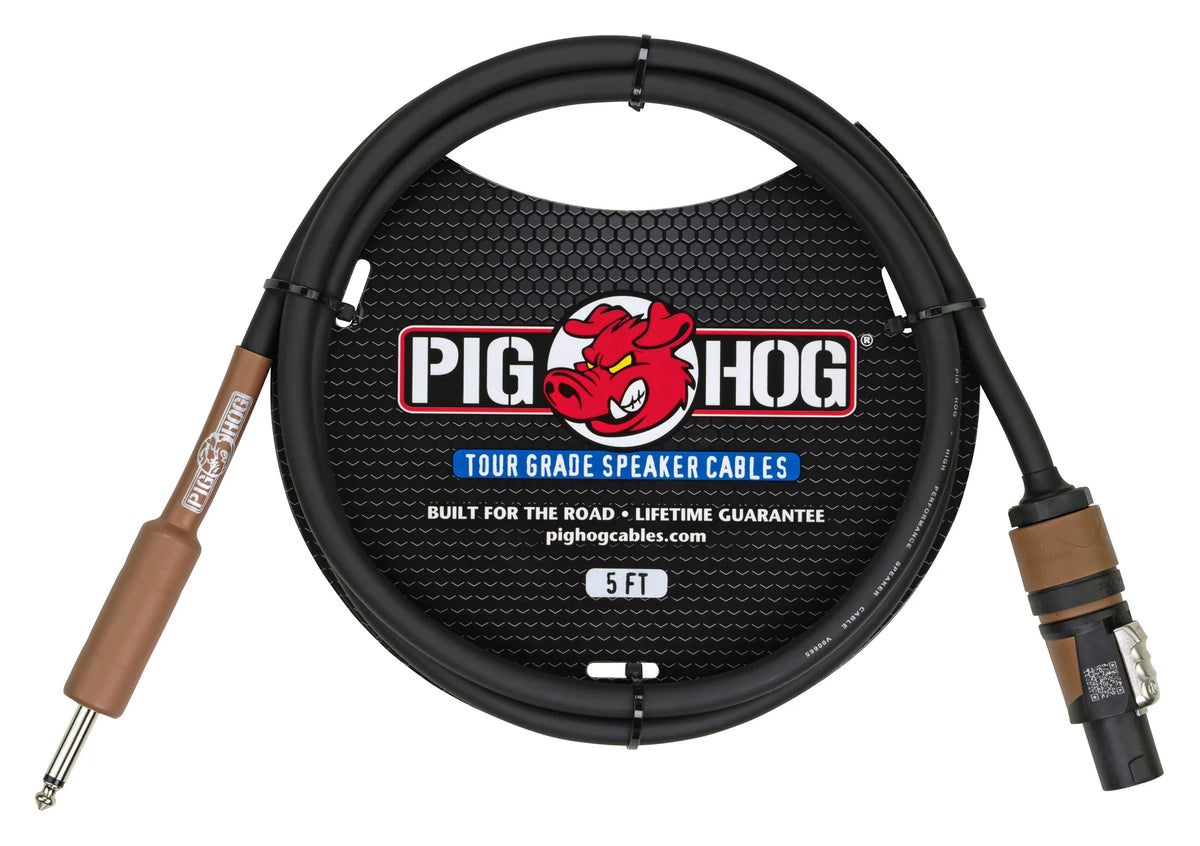 Pig Hog Speaker Cable, 5ft Speakon to 1/4”