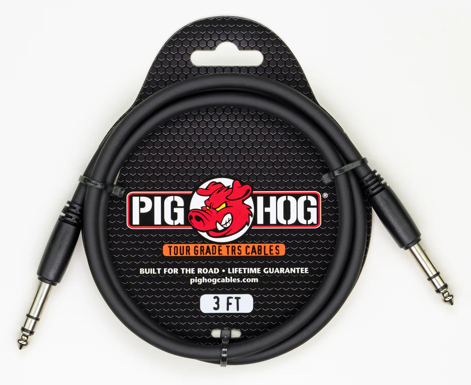 PTRS03 Pig Hog 3ft 1/4" TRS - 1/4" TRS Cable