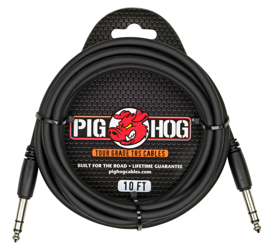 PTRS10 Pig Hog 10ft 1/4" TRS - 1/4" TRS Cable