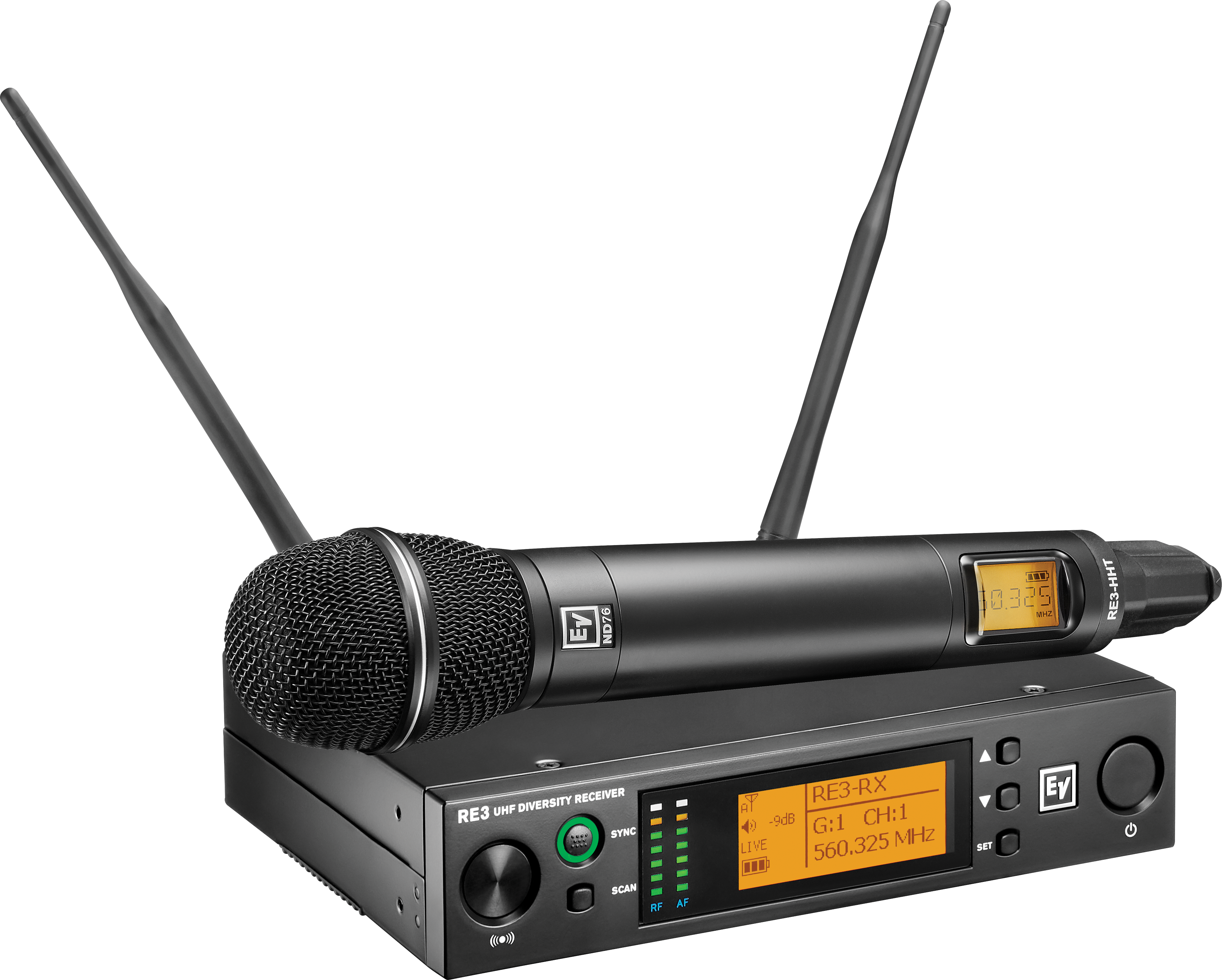 Electro Voice RE3-ND76 UHF wireless set featuring ND76 dynamic cardioid microphone