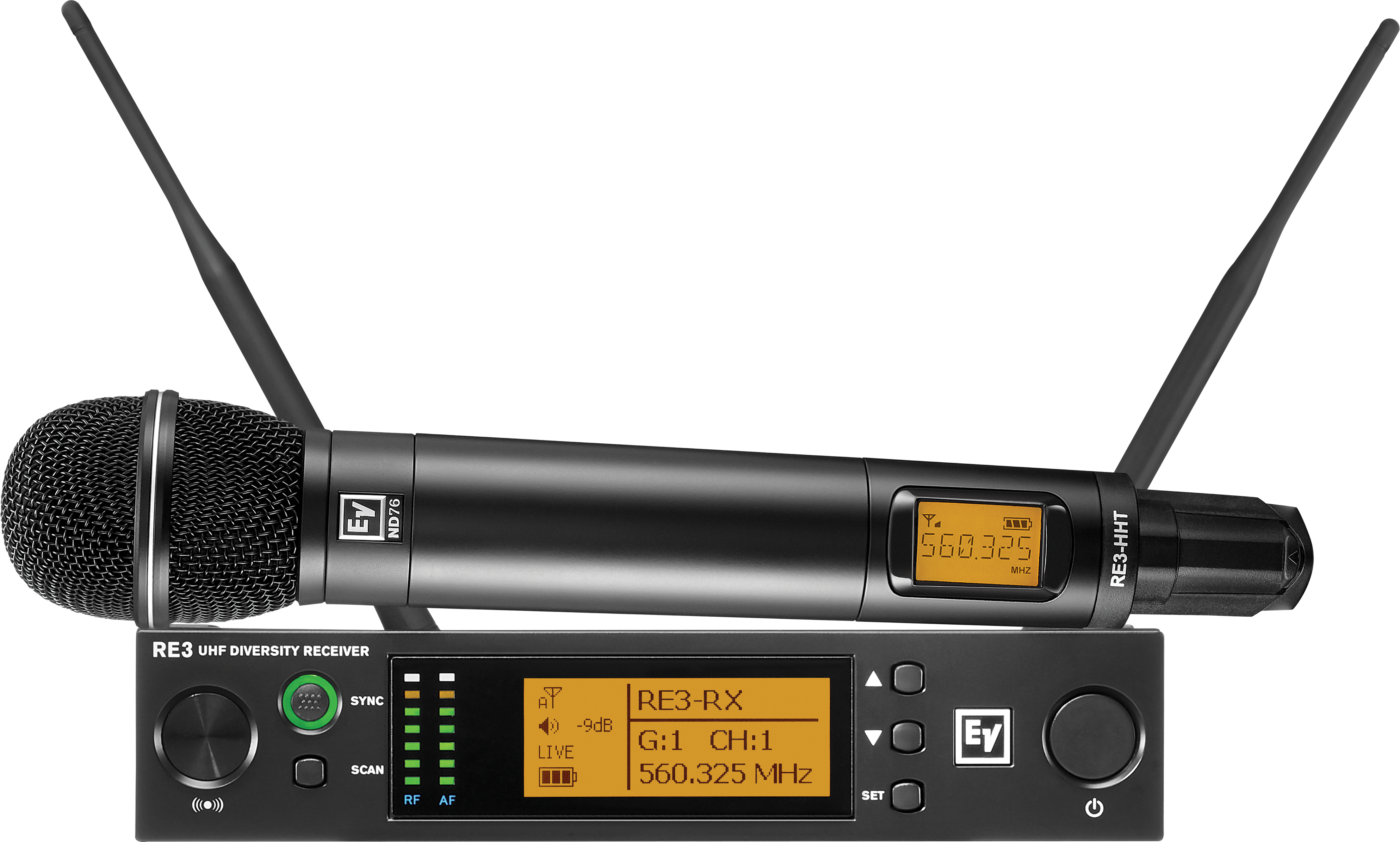 Electro Voice RE3-ND76 UHF wireless set featuring ND76 dynamic cardioid microphone