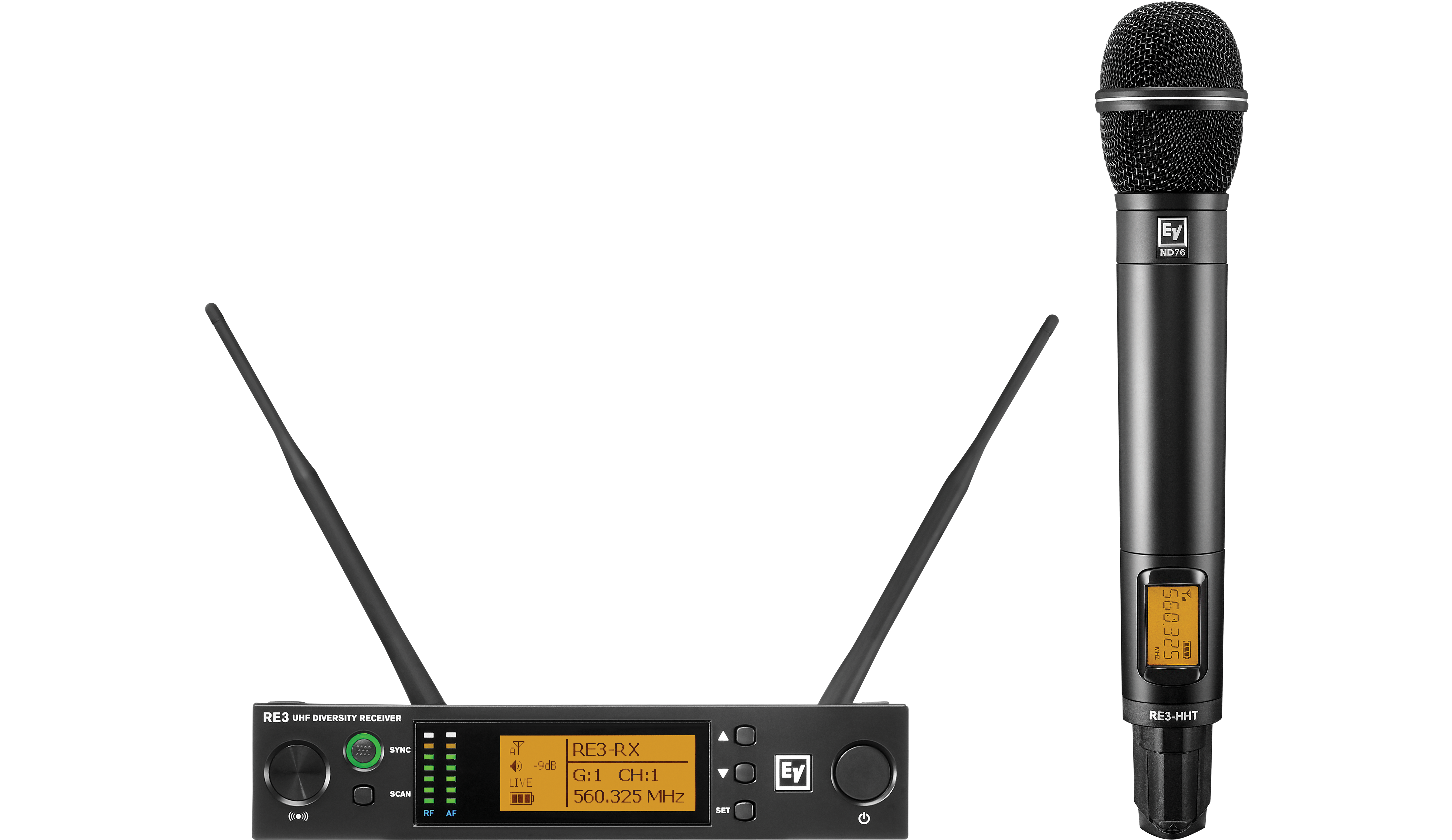 Electro Voice RE3-ND76 UHF wireless set featuring ND76 dynamic cardioid microphone