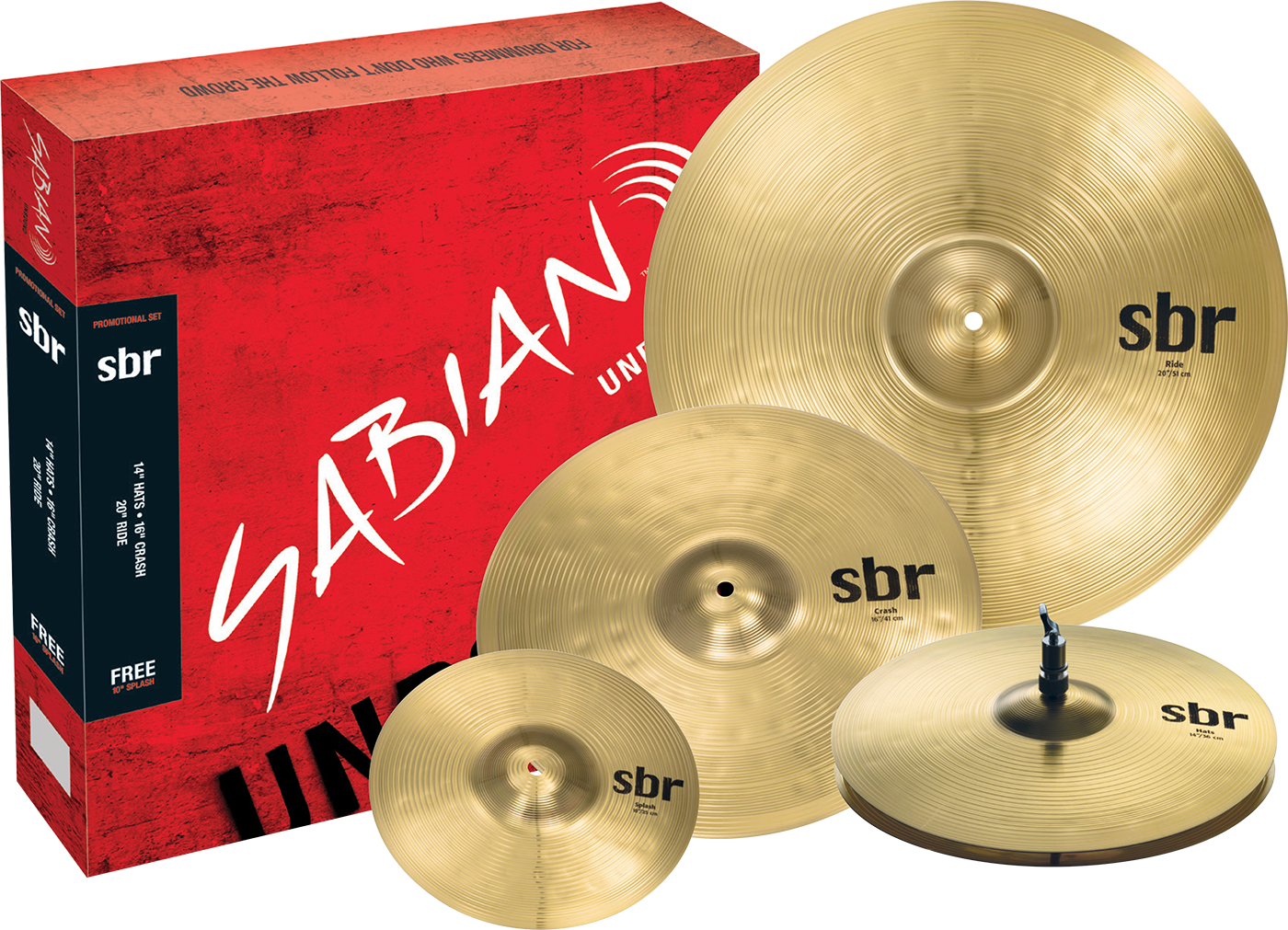 Sabian SBR Performance Cymbal Set 14/16/20 inch with Free 10 inch Splash