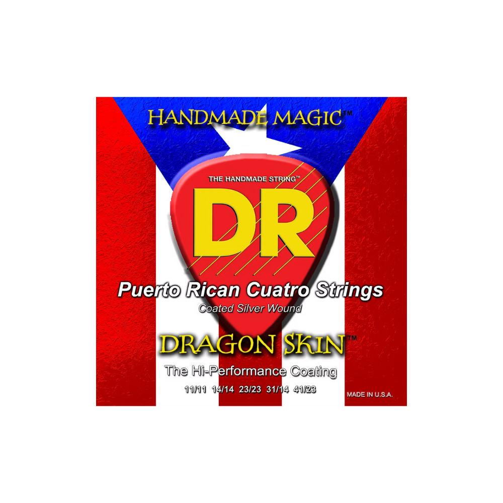 Dragon Skin Puerto Rican Cuatro Strings - Coated Silver Wound