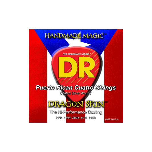 Dragon Skin Puerto Rican Cuatro Strings - Coated Silver Wound