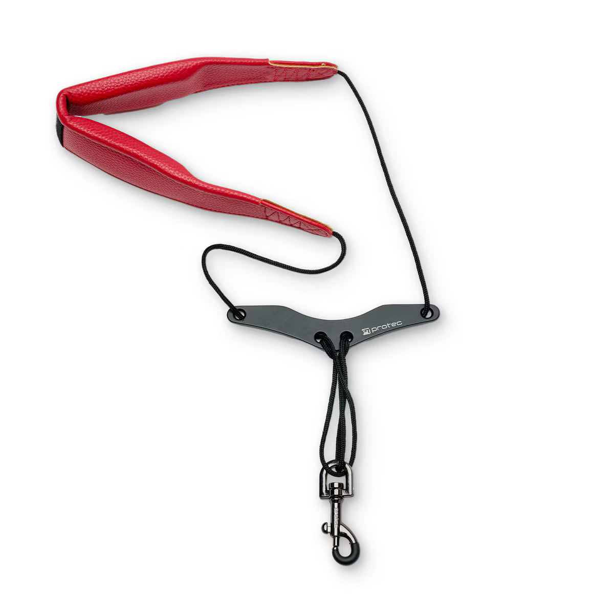 Protec Saxophone Neck Strap - Less Stress Leatherette, Comfort Bar & Metal Snap, Size 24" Long (Red)