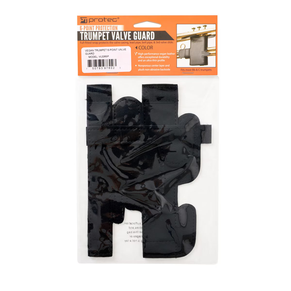 Protec Trumpet Valve Guard - Leatherette, 6-Point