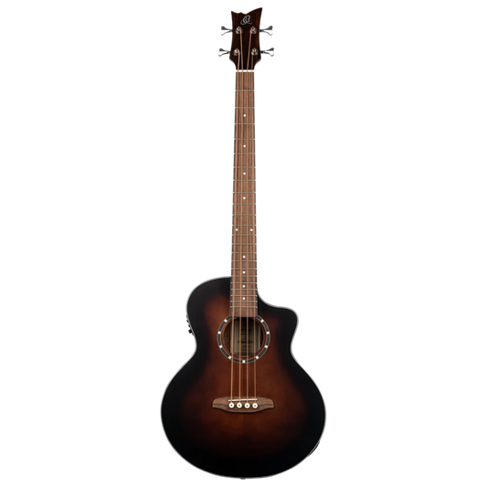 Ortega Acoustic Bass Deep Series 7 4-String Medium Scale Bass Spruce/ Mahogany Bourbon Fade - D7CE-BFT-4