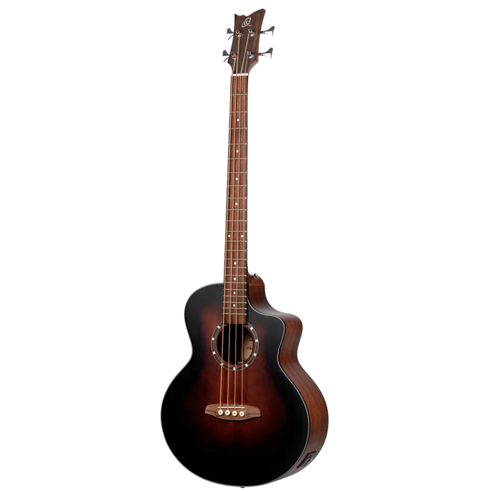 Ortega Acoustic Bass Deep Series 7 4-String Medium Scale Bass Spruce/ Mahogany Bourbon Fade - D7CE-BFT-4