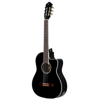 Ortega Family Series Pro Full Size Guitar Solid Spruce/ Mahogany Black - RCE141BK