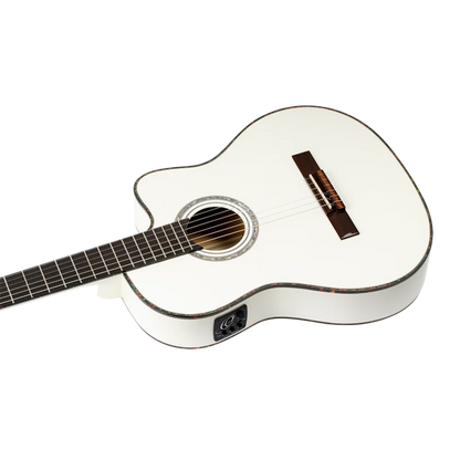 Ortega Family Series Pro Full Size Guitar Solid Spruce/ Mahogany White - RCE145WH