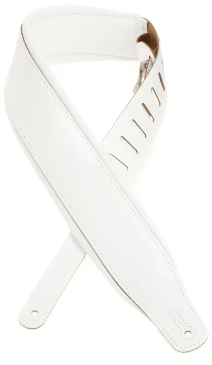 Levy's M26PD-WHT_WHT Top Grain Leather Guitar Strap  White
