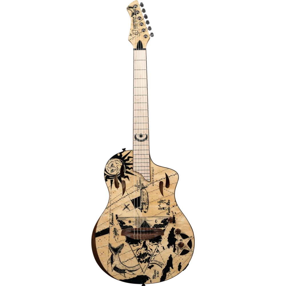 Ortega TourPlayer Series Full Size Guitar Solid Okoume/ Flamed Maple Bermuda Design