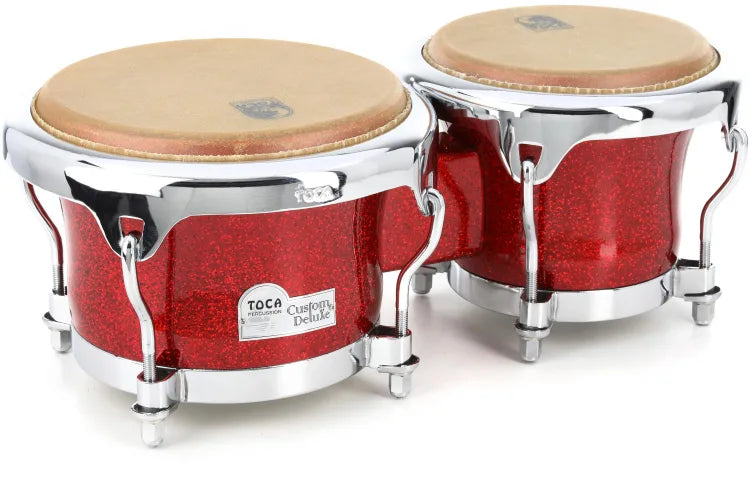 Toca Percussion Custom Deluxe Fiberglass Bongos - Red Sparkle