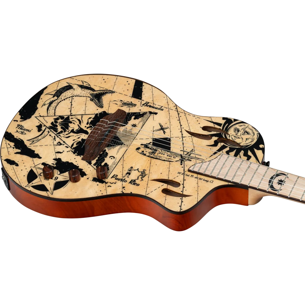 Ortega TourPlayer Series Full Size Guitar Solid Okoume/ Flamed Maple Bermuda Design