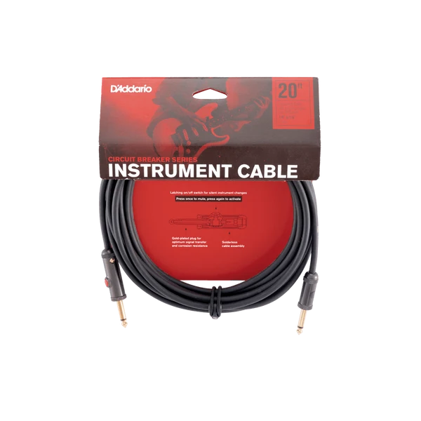D'Addario Circuit Breaker Straight to Straight Instrument Cable with Latching Switch