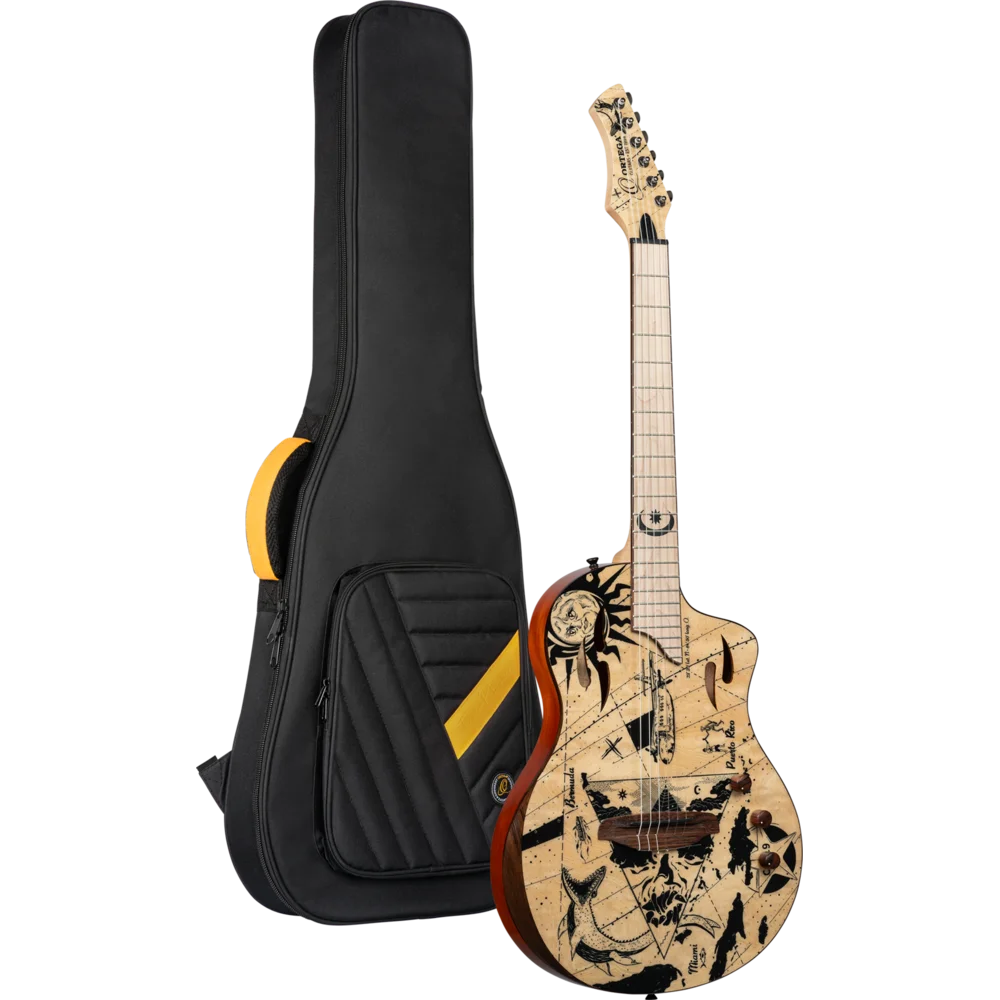 Ortega TourPlayer Series Full Size Guitar Solid Okoume/ Flamed Maple Bermuda Design