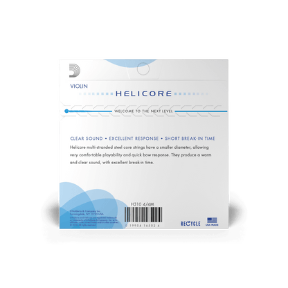 D'Addario H310 4/4M Helicore Violin String Set - 4/4 Size - Medium Tension