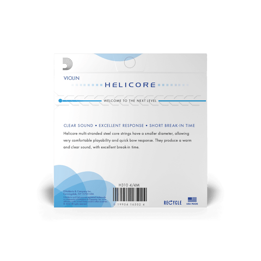 D'Addario H310 4/4M Helicore Violin String Set - 4/4 Size - Medium Tension