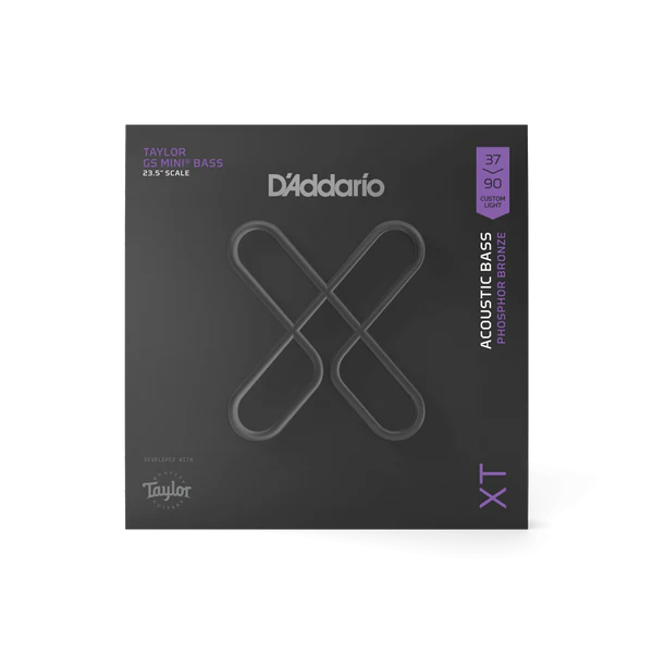 D'Addario XT Taylor GS Mini Coated Phosphor Bronze Acoustic Bass Guitar Strings - .037-.090 Custom Light