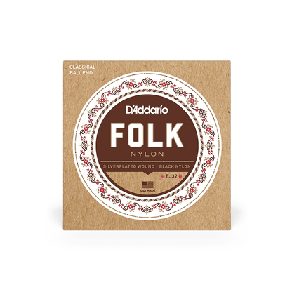 D'Addarío EJ32 Normal Tension Ball End - Silver-Wound/Black Nylon Classical Guitar Strings
