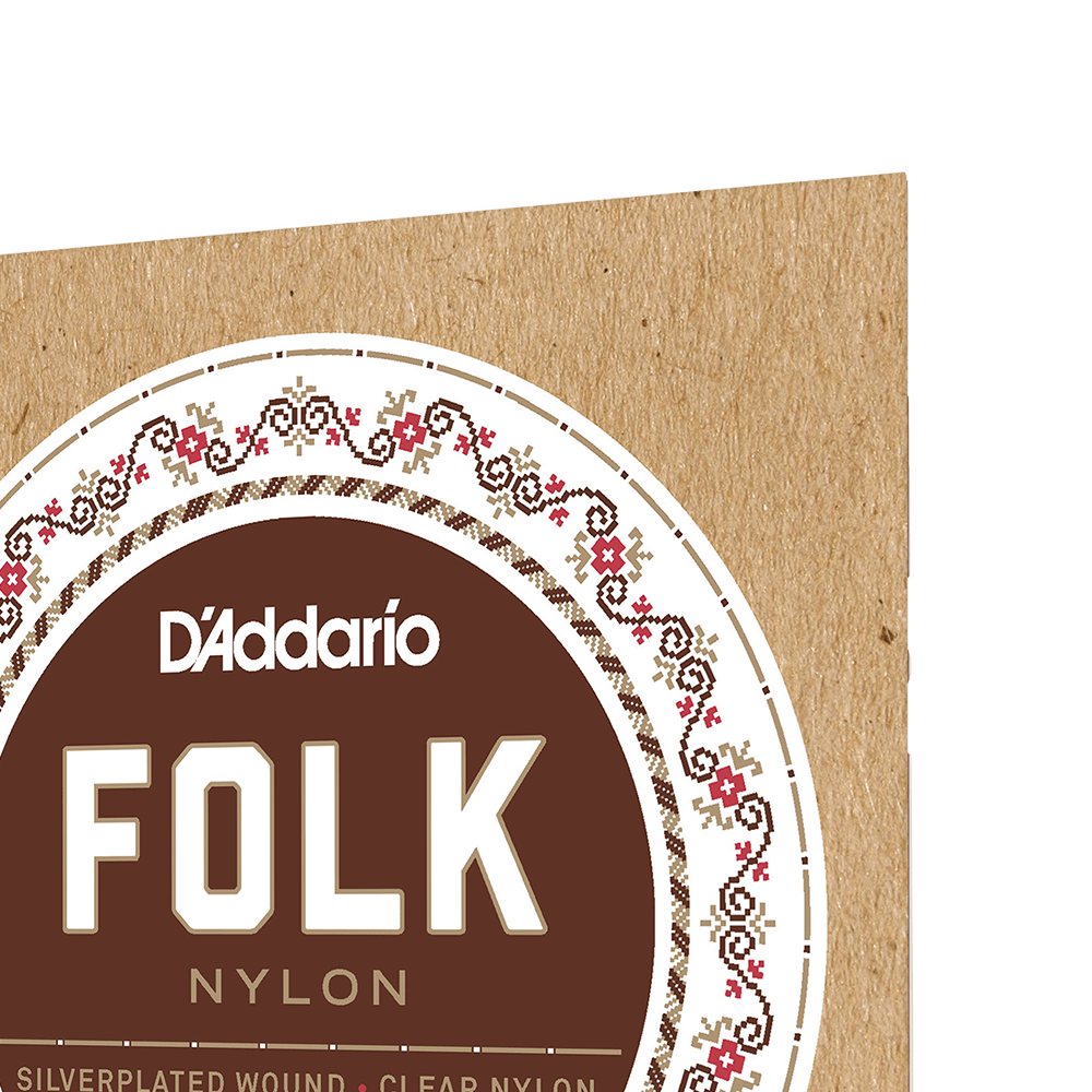 D'Addarío Folk EJ32C Normal Tension Ball End - Silver-Wound/Clear Nylon Classical Guitar Strings