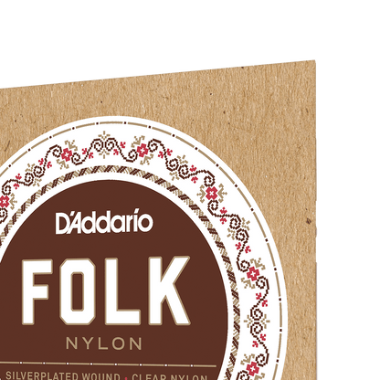 D'Addarío Folk EJ32C Normal Tension Ball End - Silver-Wound/Clear Nylon Classical Guitar Strings