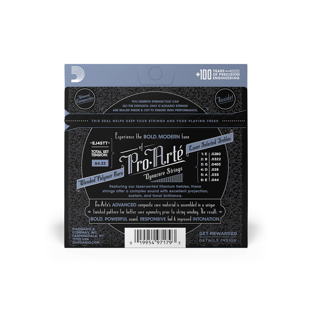 D'Addarío EJ45TT Normal Tension - Dynacore Classical Guitar Strings