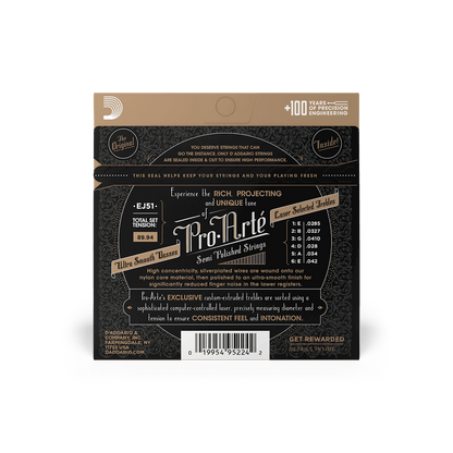 D'Addarío EJ51 Hard Tension - Nylon with Polished Basses Classical Guitar Strings