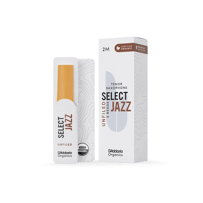 Organic Select Jazz Unfiled Tenor Saxophone Reeds, Individually-Sealed, 5-Pack