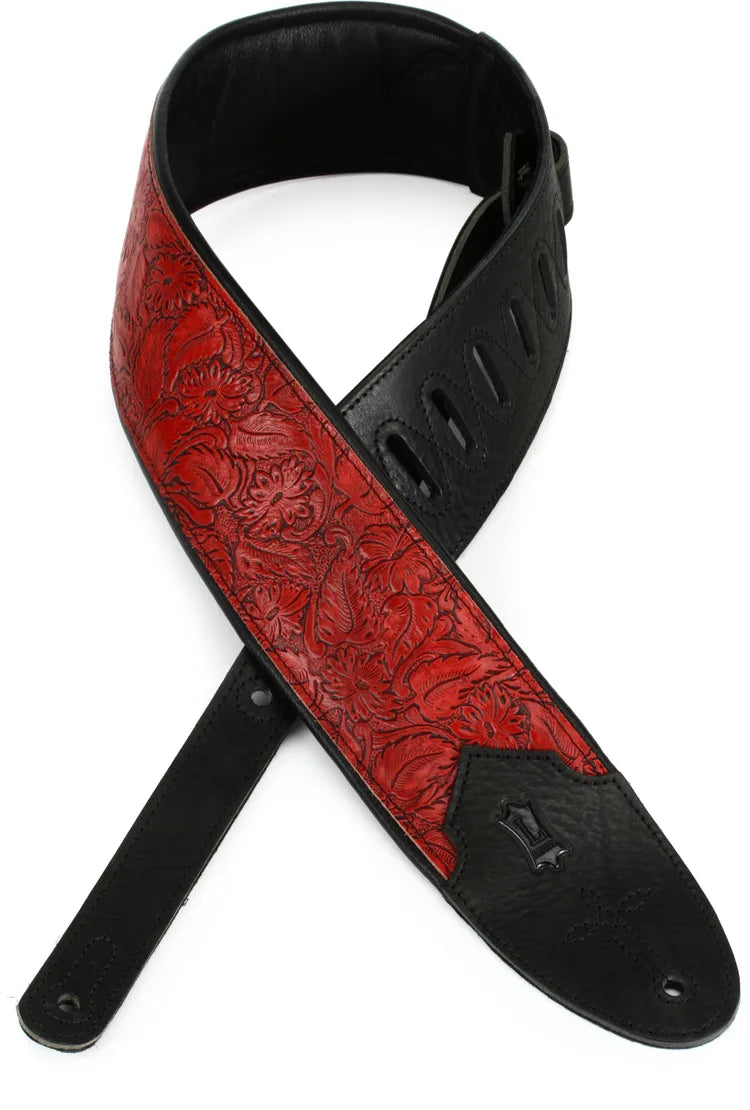 Levy's M4WP-003 3-inch Wide Embossed Leather Guitar Strap